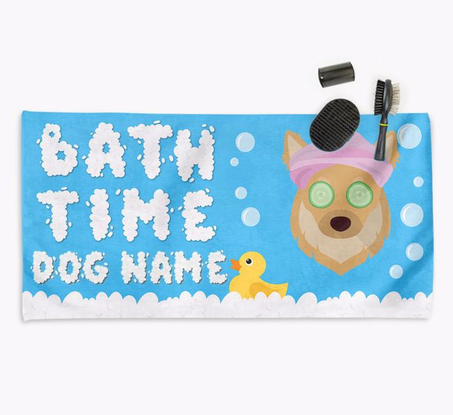 'Bubble Bath Time' Personalised Dog Towel for your {breedCommonName}